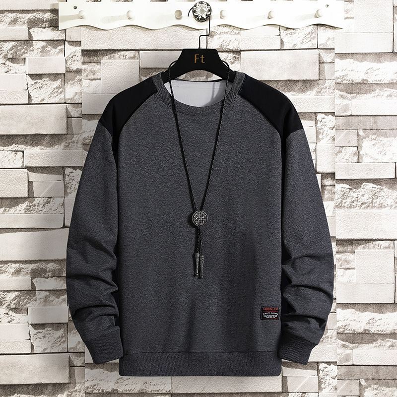 Otoño y invierno de 2020 nueva chaqueta de color sólido suelta camiseta de manga larga camiseta de hombre chaqueta de gran tamaño tendencia de hombre t