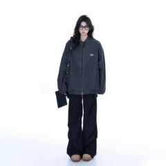 【坐吃山空】美式chic高级感毛呢外套女慵懒风重磅宽松立领夹克潮