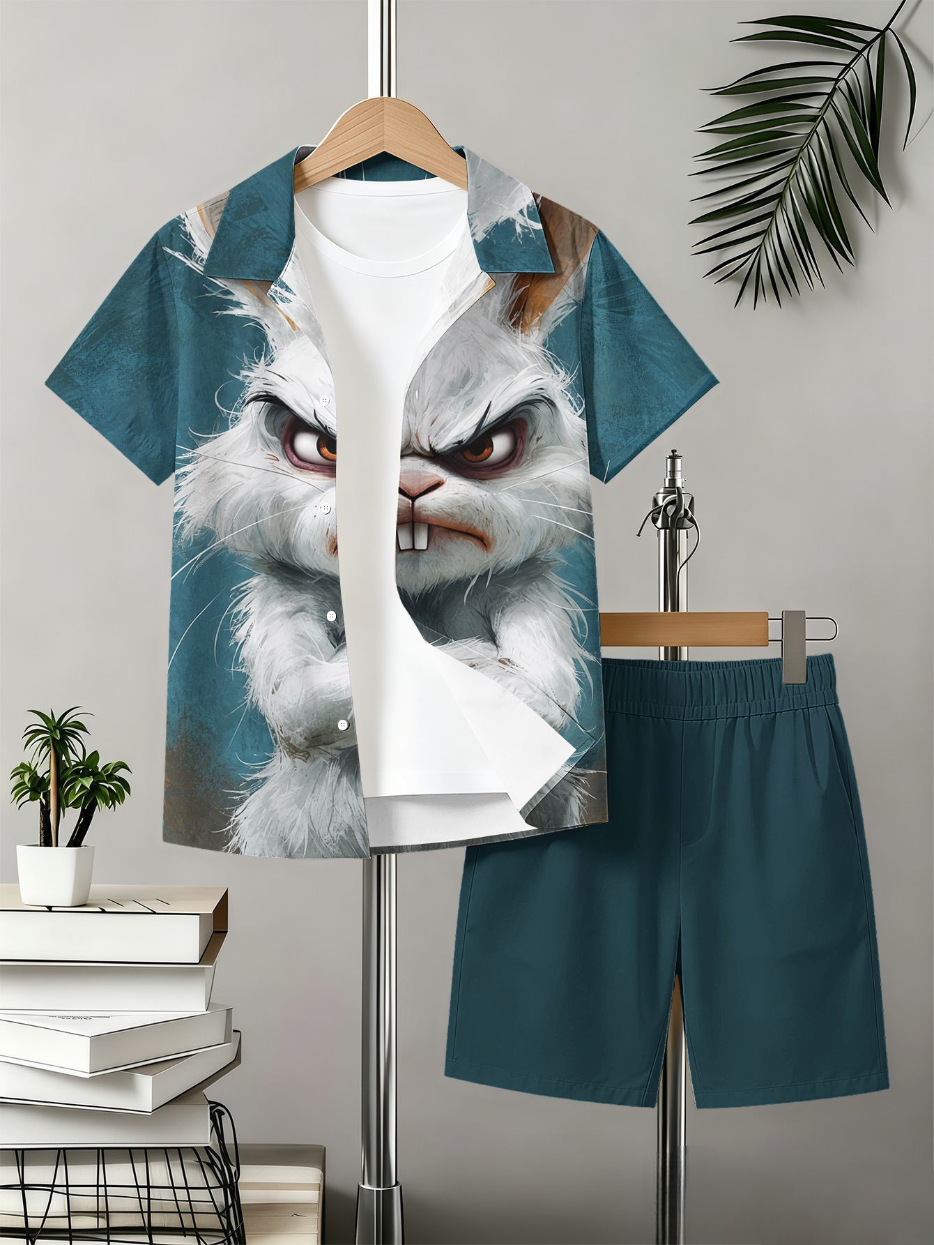 Boys Shirt And Shorts Set With 3d Printed Patterns For Summer_voghion.com