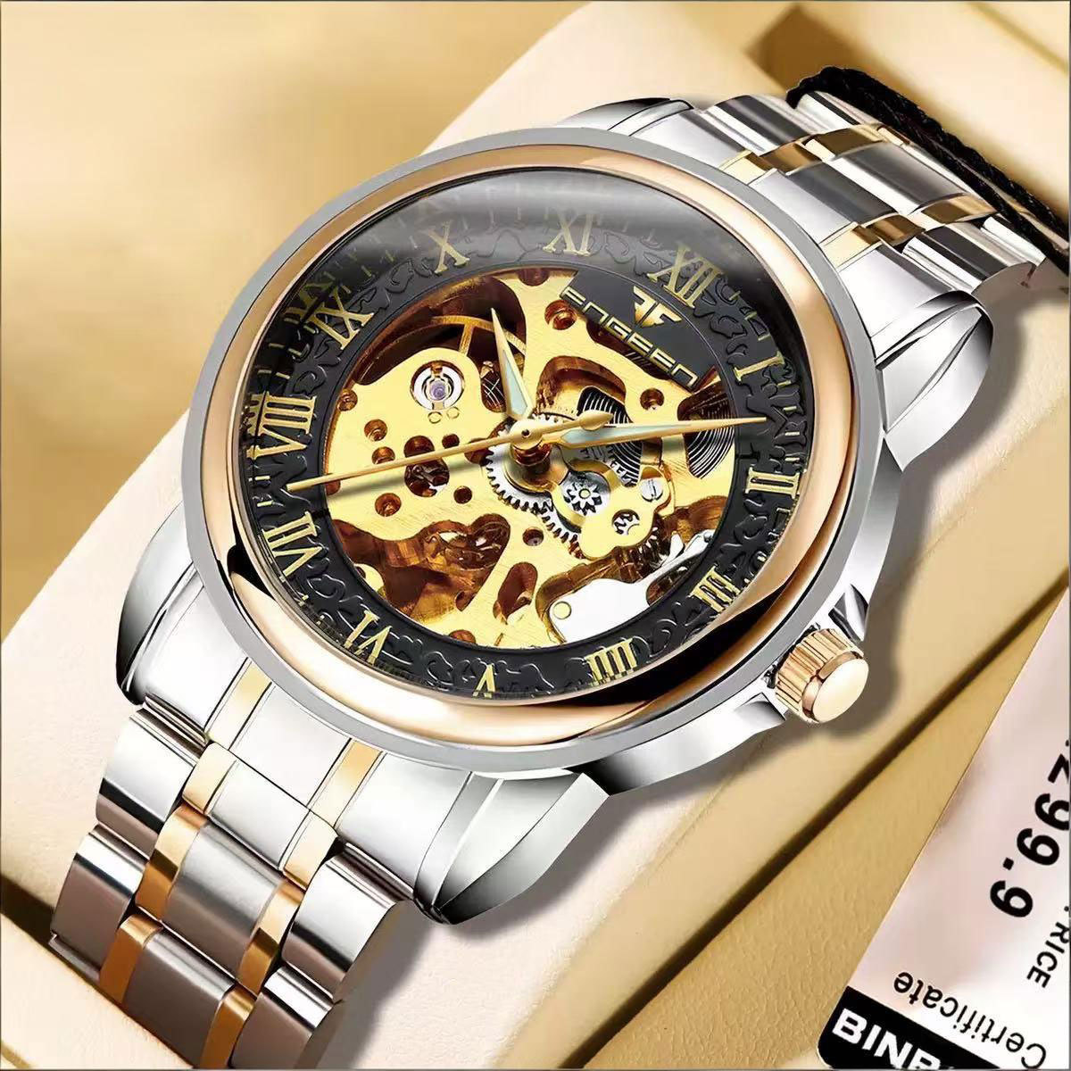 Fenzun Brand Men's Watch Waterproof Fashion Student Male Watch Double-Sided Hollow Fully Automatic Mechanical Watch