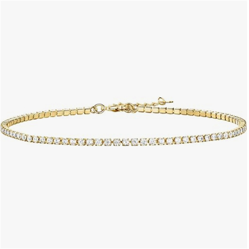 European and American fashion personality glass rhinestone anklet gold silver rose gold retro ladies foot jewelry wholesale