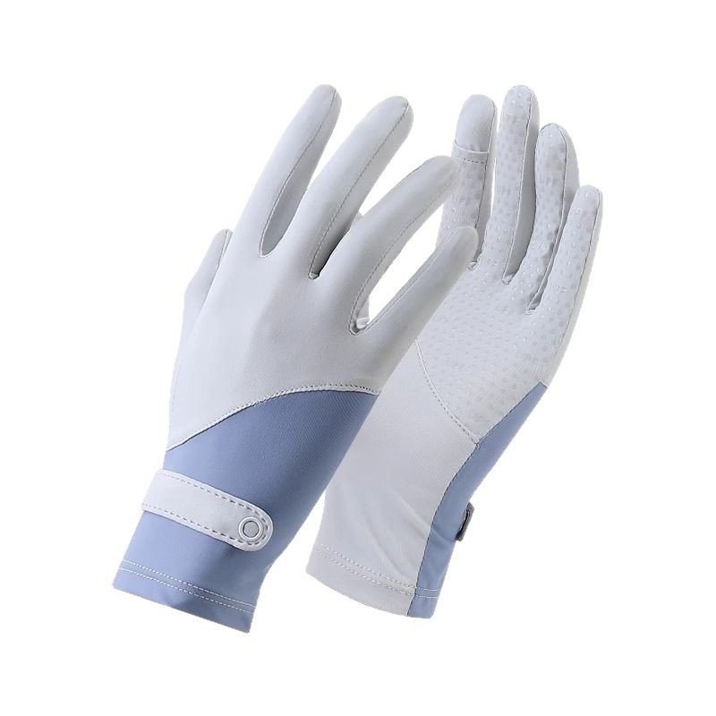 Guantes de protección solar de seda de hielo, pantalla táctil anti-ultravioleta para mujer, dedo completo, antideslizante, conducción, deportes, ciclismo, pesca, verano delgado para hombres