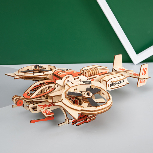 Street stall 3D three-dimensional puzzle handmade wooden assembled airplane model ornaments diy children's educational toys gifts