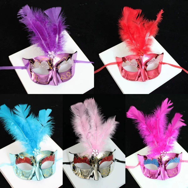 Chicken feather mask mixed color