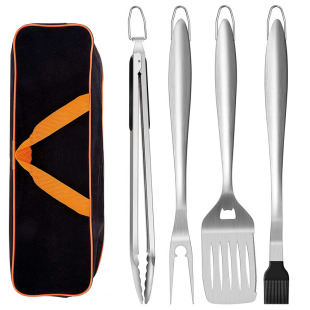 Outdoor BBQ Barbecue Tool Set 3-piece Set Stainless Steel Barbecue Fork Barbecue Clip Barbecue Shovel Combination Barbecue Tool Set