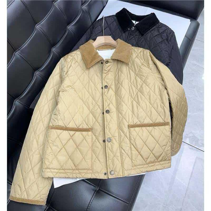 British-style vintage Burberry corduroy collar quilted cotton jacket, 26 autumn/winter new short women's turn-down collar cotton coat