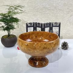 Home Hotel Living Room Cedar Wood Snack Plate Retro and Grand Dessert Plate Wooden Root Carving Pomegranate High Foot Fruit Plate 