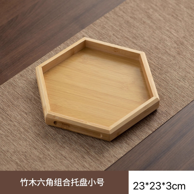 中式高档家用放水杯子竹制方形多功能收纳盘面包蛋糕下午茶餐盘|undefined