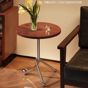 Medieval Style Stainless Steel Living Room Small Round Table Cafe Milk Tea Shop Creative Small Table Balcony Leisure Small Tea Table