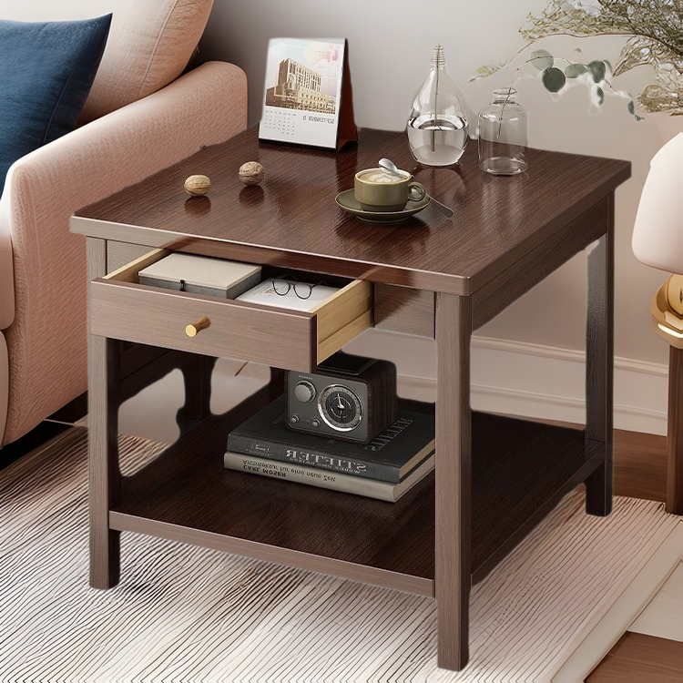 Coffee Table Living Room Home New Chinese Style Solid Wood Leg Tea Table Small Apartment Sofa Side Table Side Cabinet Side Cabinet Bedside Square Table