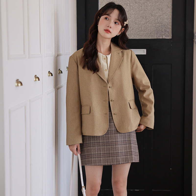 Simple French-style Short High-end Elegant For Women, New Spring Collection, Versatile Blazer With A Suit Collar_ecoleips.com