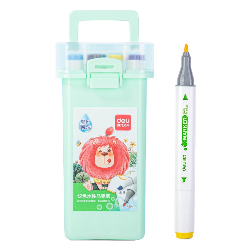 Deli Marker Triangle Bar Water-based Marker Washable Double-head Marker Safe Dyeable Melt Color Overlay