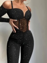 Z 84011 Lace Hollow Out Knitted Jumpsuit ��˿�ο������