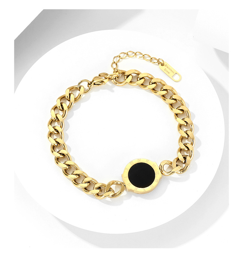 Roman Digital Titanium Steel Necklace Double-Sided Bracelet and Necklace Set