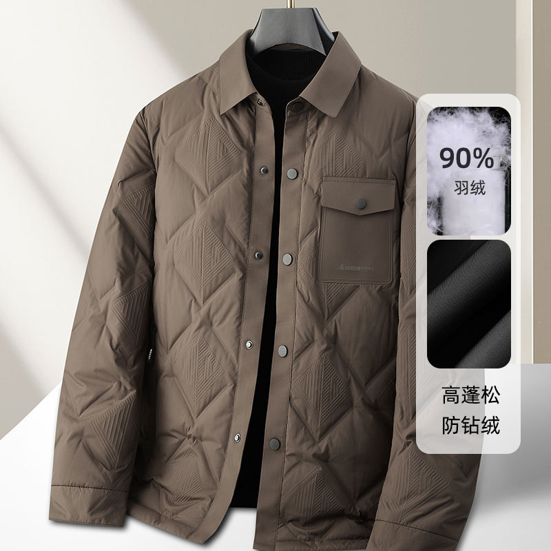Men's down Jacket 2025 Autumn and Winter 90 Duck down Warm Lapel Shirt Version Light down Youth Casual Jacket Trendy Men's down Jacket 2025 Autumn and Winter 90 Duck down Warm Lapel Shirt Version Light down Youth Casual Jacket Trendy