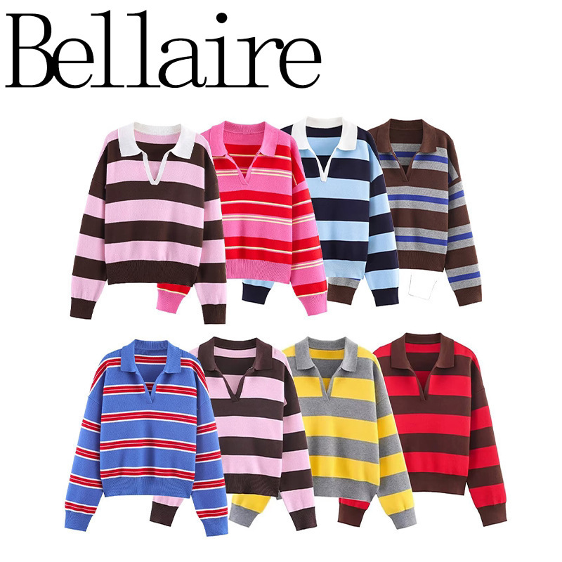 Za Foreign Trade Wholesale European and American Style French Women's Fashion Versatile Casual Knit Polo Shirt 55360123