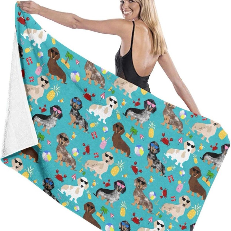 Dachshund Beach Towel Bath Towel for Bathroom Swimming Pool Travel Suitable for Beach Camping Travel Hotel Yoga
