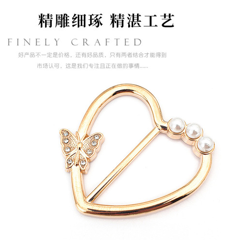 Heart-shaped collar button, tie-up button shirt T-shirt, adjustable waist, Japanese character button, three-position button belt, pearl silk scarf button