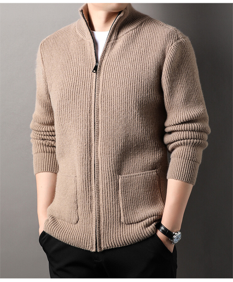 Suéter nuevo comercio exterior hombre de punto cardigan de mediana edad suelto simple de manga larga otoño invierno tendencia suéter de hombre