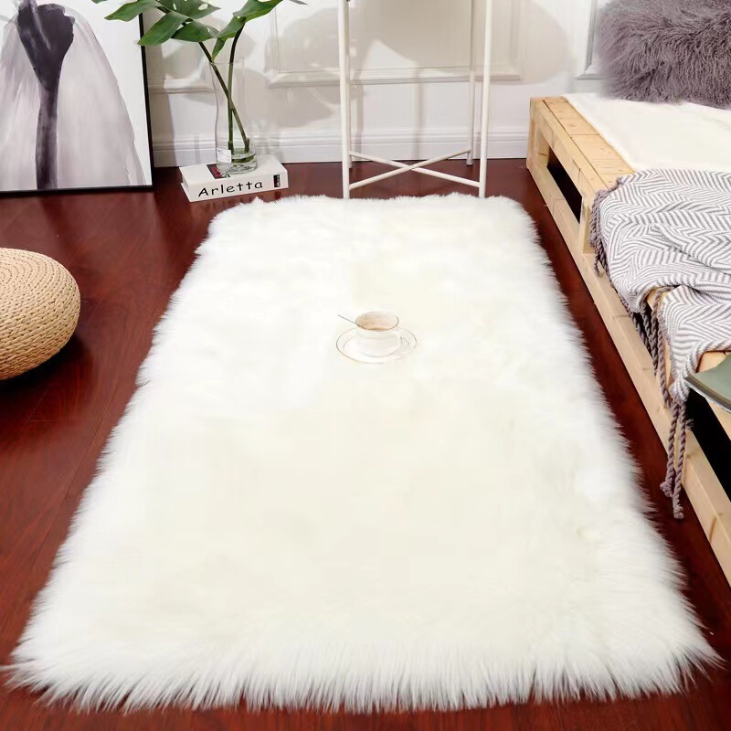 Thickened Plush Carpet Bedroom Bedside Blanket Irregular Imitation Wool Solid Color Mat Fluffy Decorative Blanket Cloakroom