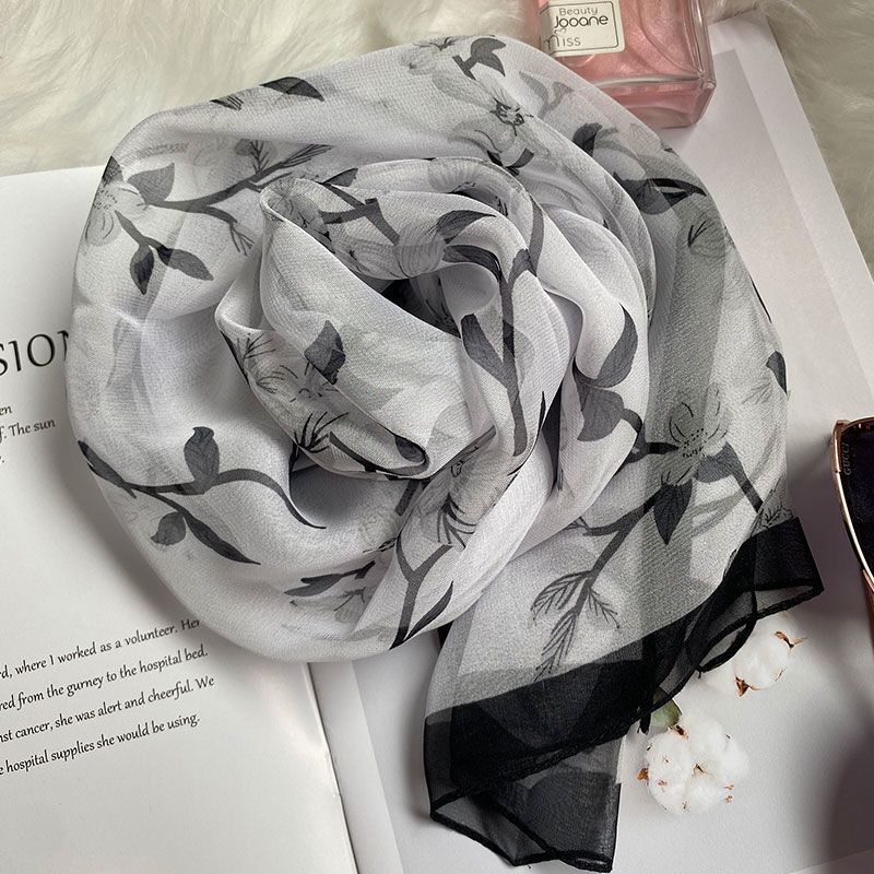 Women's Elegant Simple Style Flower Georgette Silk Scarf display picture 13