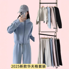 2025新款秋冬lu运动宽松套装女士休闲连帽衫显瘦健身加绒上衣裤子