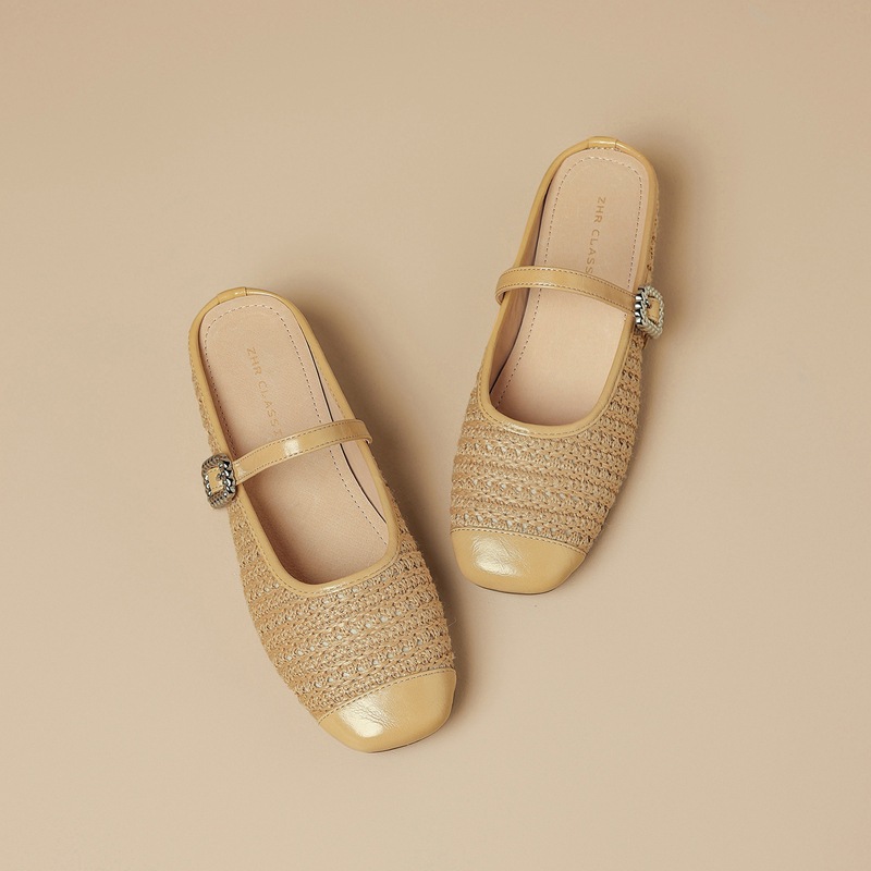 Sandal nữ hở mũi đính đá chuỗi mắt xích phong cách Pháp — MN33 màu vàng