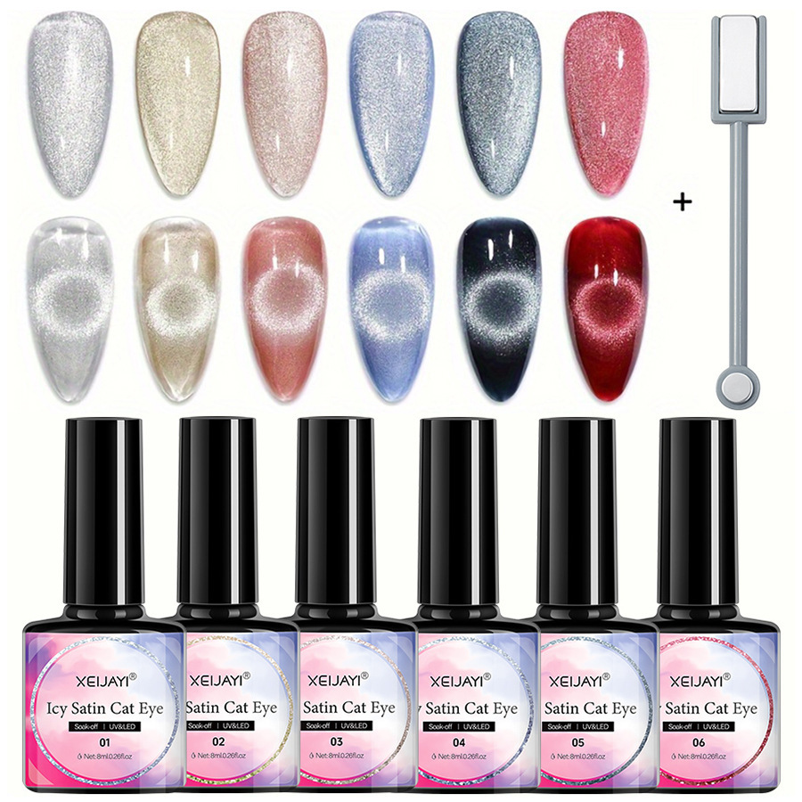 Ojo de gato esmalte de uñas pegamento 2023 nuevo Internet celebridad popular color hielo transparente satén gato ojo pegamento pequeño conjunto para el salón de uñas
