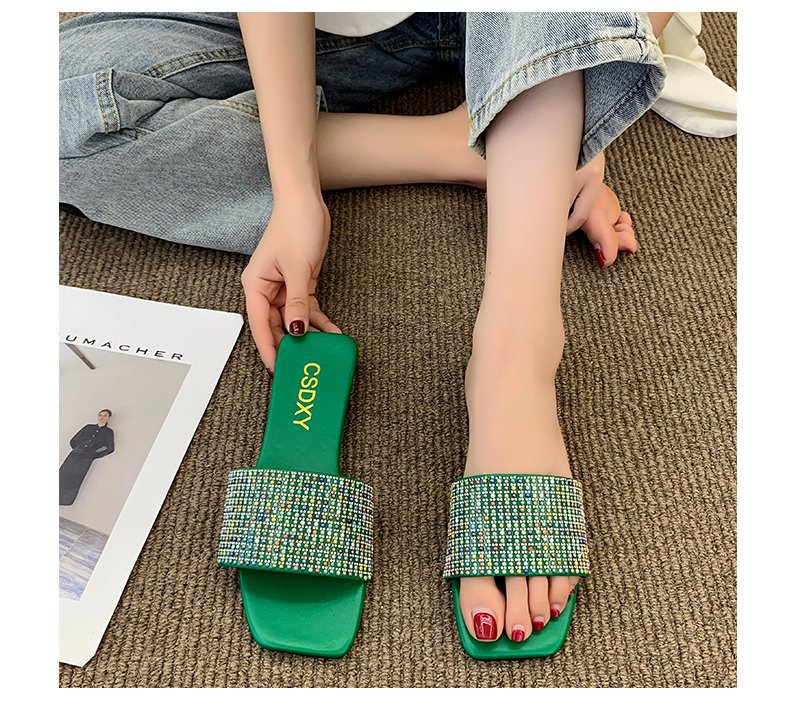 Water Diamond for Women's Outwear 2024 Summer New Fashion, Casual, Comfortable French Small Fragrant Cool Slippers_voghion.com