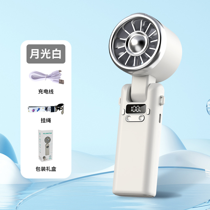 Nuevo ventilador de mano de alta velocidad al aire libre con pantalla digital plegable mini gran ventilador de turbina eólica ventilador de cuello