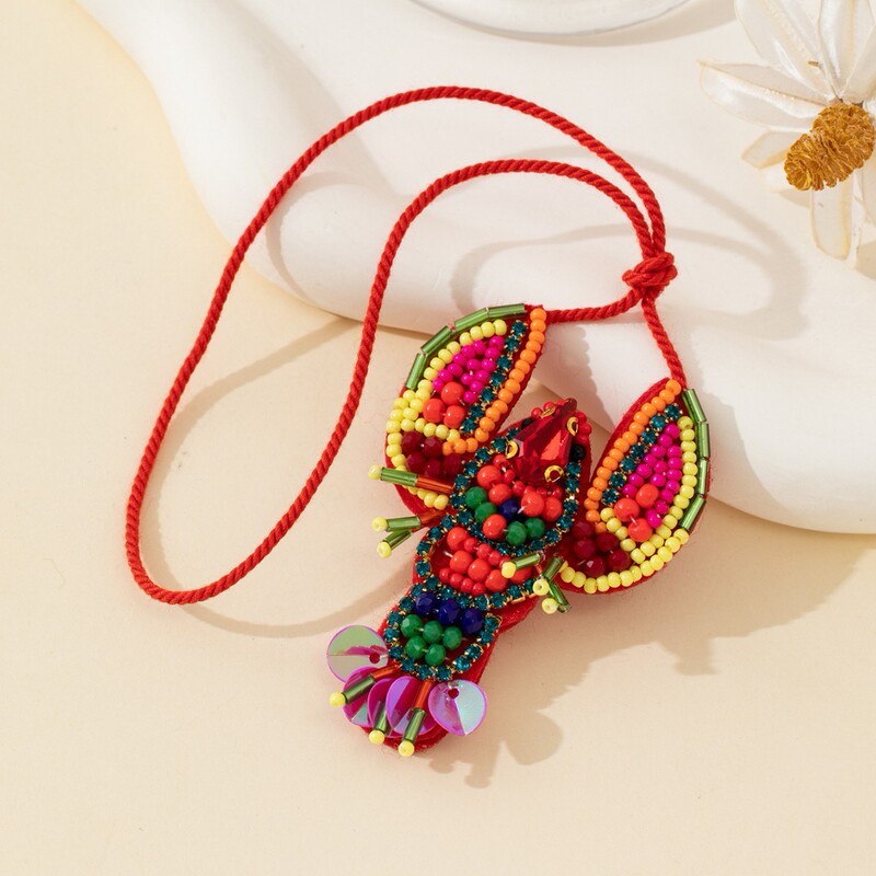 European and American Cross-Border Personalized Design Crayfish Jewelry Pendant Beach Fashion Vacation Style Hand-Woven Pendant Pendant