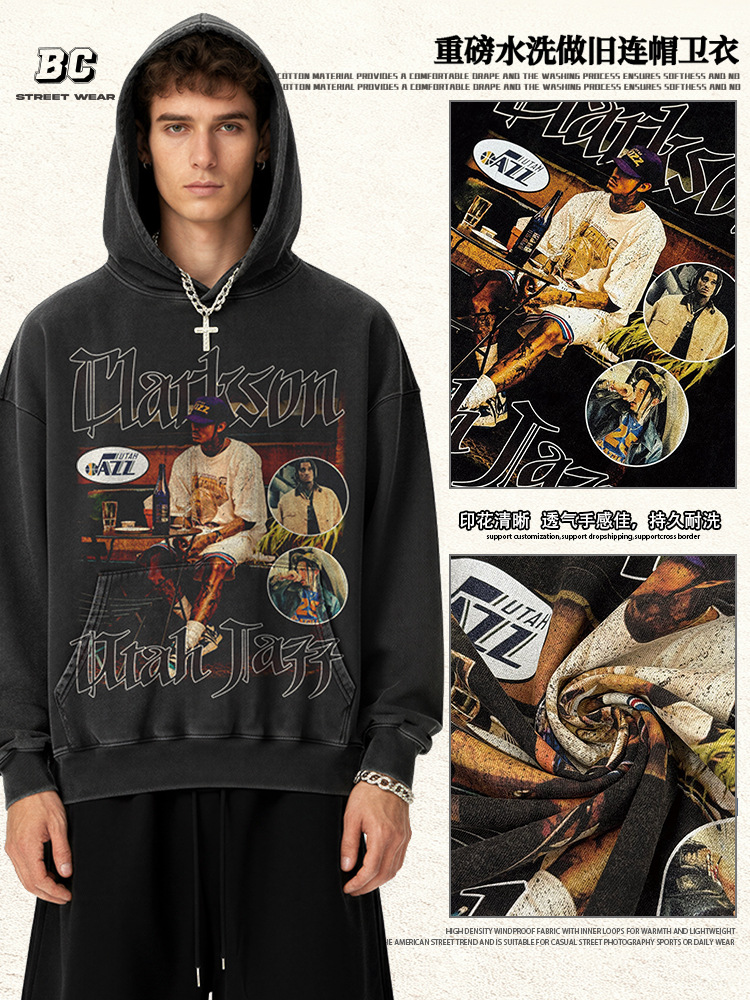 Transfronterizo Clarkson Clarkson camiseta de estrella retro estadounidense de manga corta con estampado