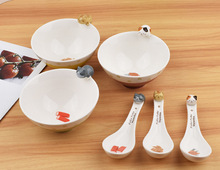 日本尾單貓咪立體創意陶瓷米飯碗家用斗笠貓碗馬克杯兒童早餐杯子