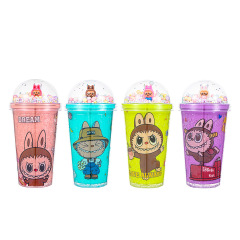 クロスボーダー新型布カップ卸売りかわいいアニメストローカップ創造性高颜値二重プラスチックカップ氷カップ