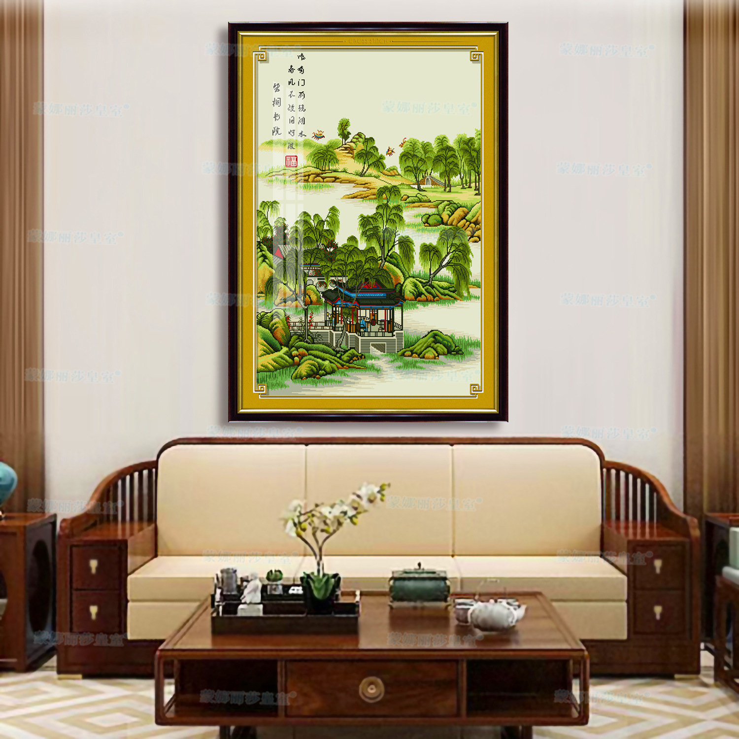 Mona Lisa Real bordado cruzado, academia, yuanmingyuan nuevo estilo nacional paisaje bordado cruzado decoración hecha a mano image 3