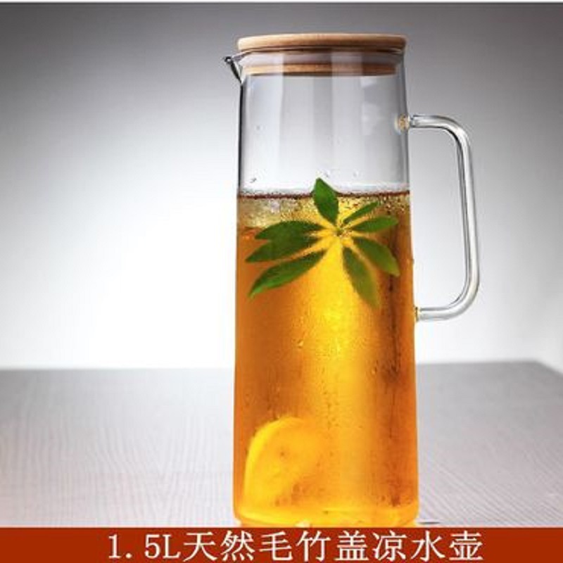 Fabricantes de lotes de vidrio borosilicato de alta botella de agua fría varias especificaciones del hogar olla de jugo de acero inoxidable cubierta recta botella de agua fría