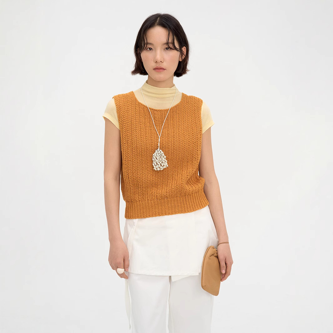 Love and Nancy Thirteen Lines 2025 Summer Japanese Style Heavy Industry Stacking Breathable Harajuku Style Knitted Vest for Women 22483