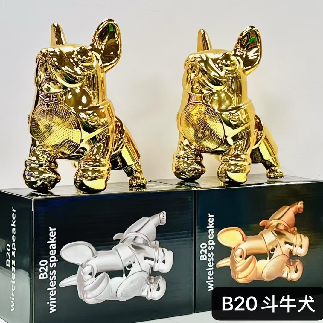 B20电镀斗牛犬蓝牙音响创意时尚潮玩网红手办桌面摆件无线小音响