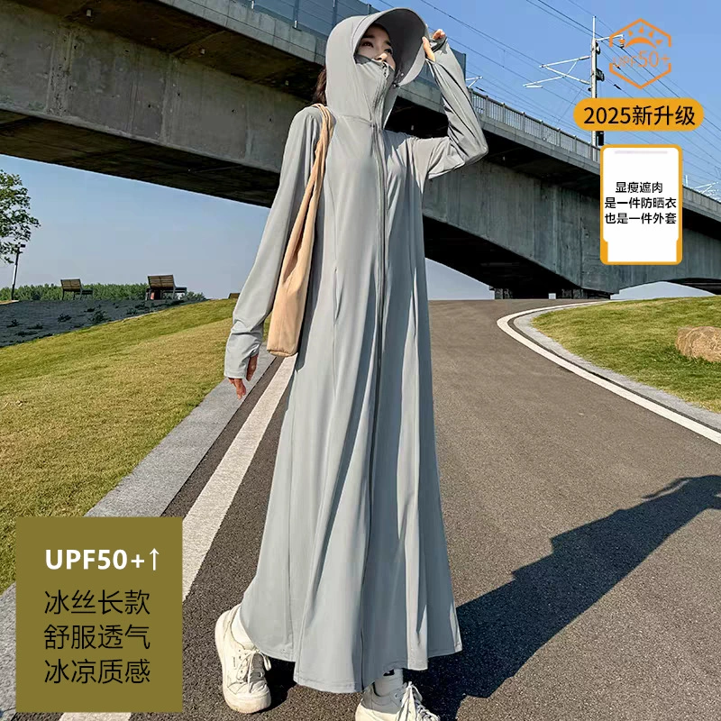 Длинная UV-защита Silk Jacket, женская, дышащий UPF 50+, капюшон и накидка