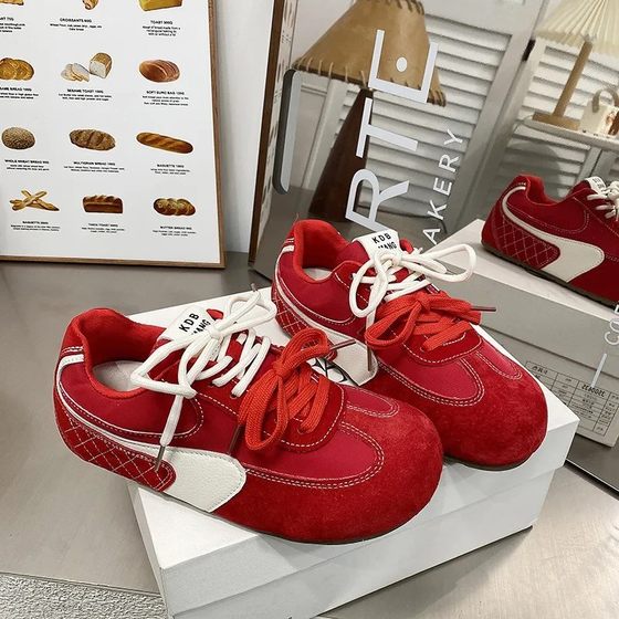 Korean Style New Retro Genuine Leather German Training White Shoes Women's 2025 Spring All-match Thick Sole Height-increasing Casual Shoes for Students Single-layer Shoes