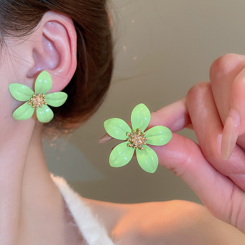 1 Par Dulce Flor Esmalte Aleación Hierro Pendientes display picture 5