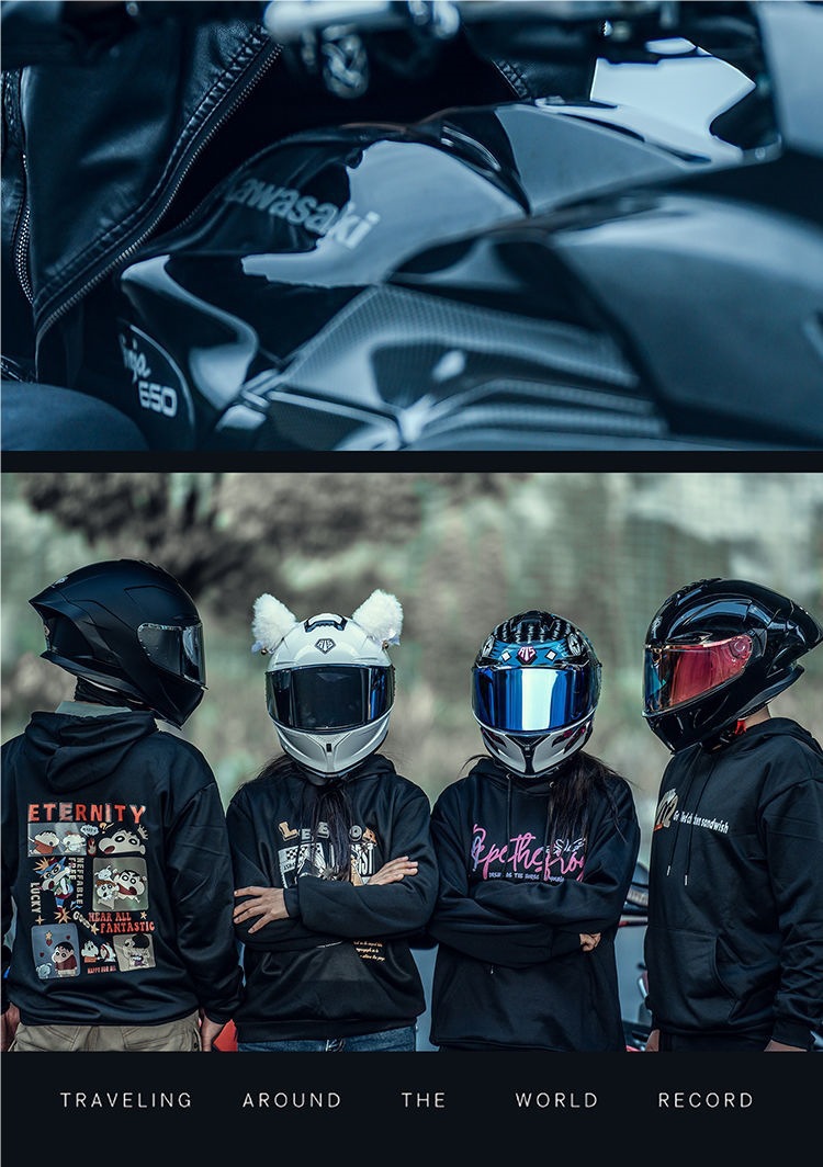 Helmet Motorcycle Full Helmet Bluetooth 3C Certified Cat Ear