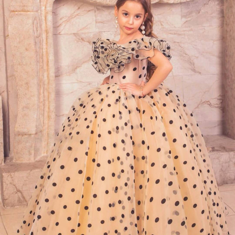 Formele meisjesjurk met stippen prinsessenstijl voor feestjes_voghion.com