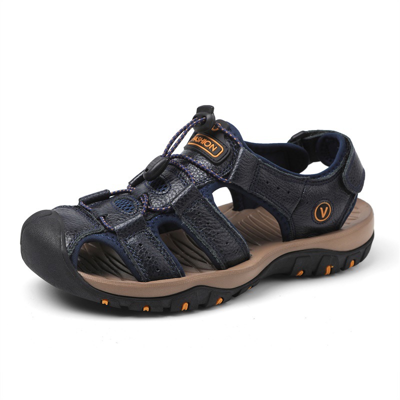 Nuevas sandalias transfronterizas de moda para hombres zapatillas de cuero al aire libre zapatos deportivos casuales transpirables zapatos de playa al por mayor