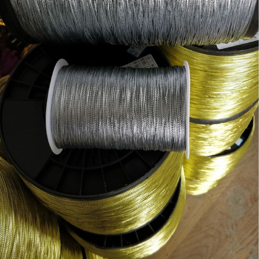 浅金深金葱丝包芯反光包纱芯绳银葱箔片夹线绳AB彩纸细丝编织扁线
