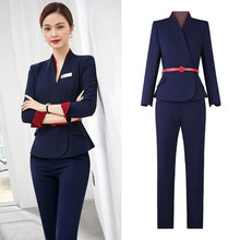 职业套装女士春秋气质收腰西装两件套修身酒店前台制服接待工作服