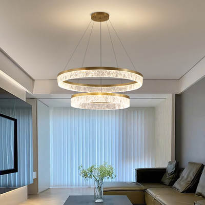 Light Luxury Living Room Chandelier Designer Villa Model Room Creative Bedroom Dining Room Minimalist Modern Atmospheric Circular Ring Lamp