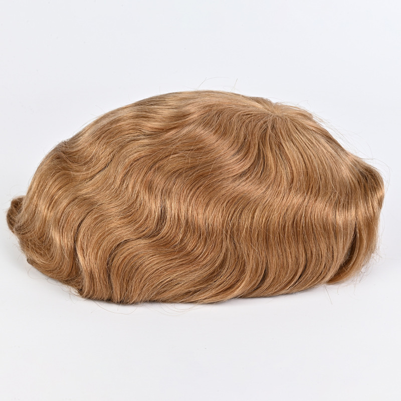 ヨーロッパとアメリカのメンズ FullLacetoupee 透明フルレース 10X8in ヘアウィッグマルチカラー手織り本物の髪|undefined