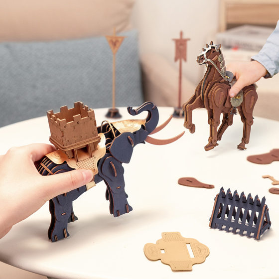 Ruostate Stereo Puzzle Battle Beast Series Handmade DIY Battle Elephant Building Blocks Assembled Toys Ornaments Children's Educational Toys