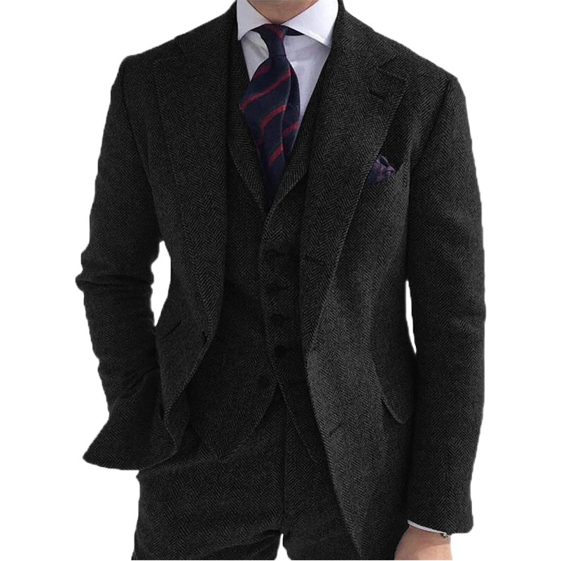 Traje de hombre caliente transfronterizo traje de tres piezas collar de pistola traje de boda traje de hombre entrega de una pieza fábrica